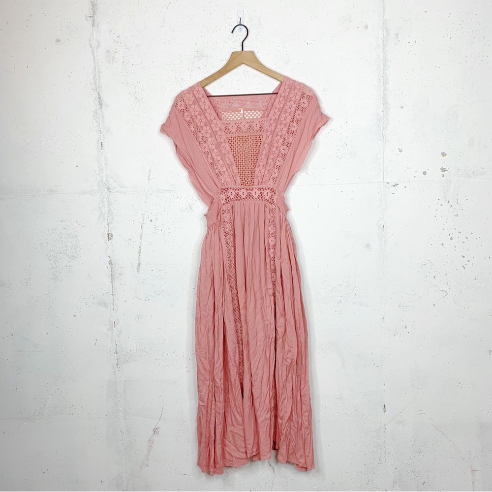 Free People Sway Away Cruchet knit Maxi Dress Size Small